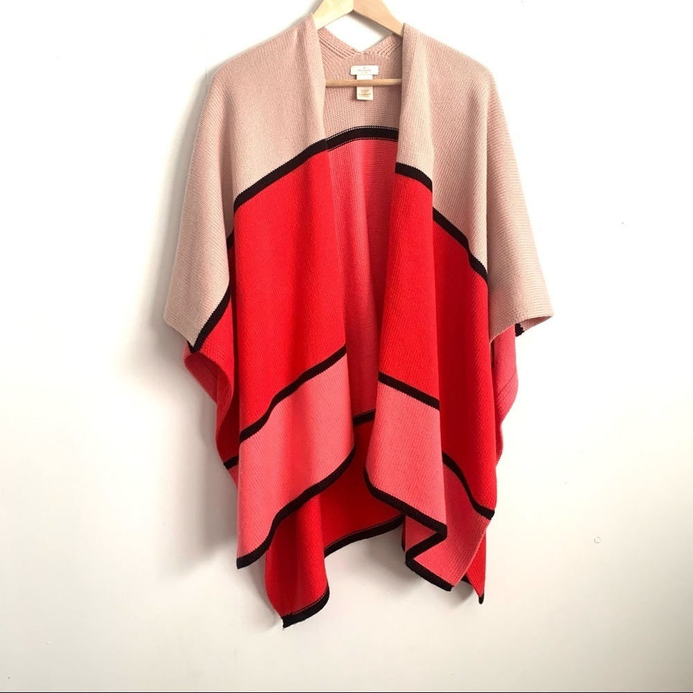 Kate spade | wool stripe poncho scarf sweater